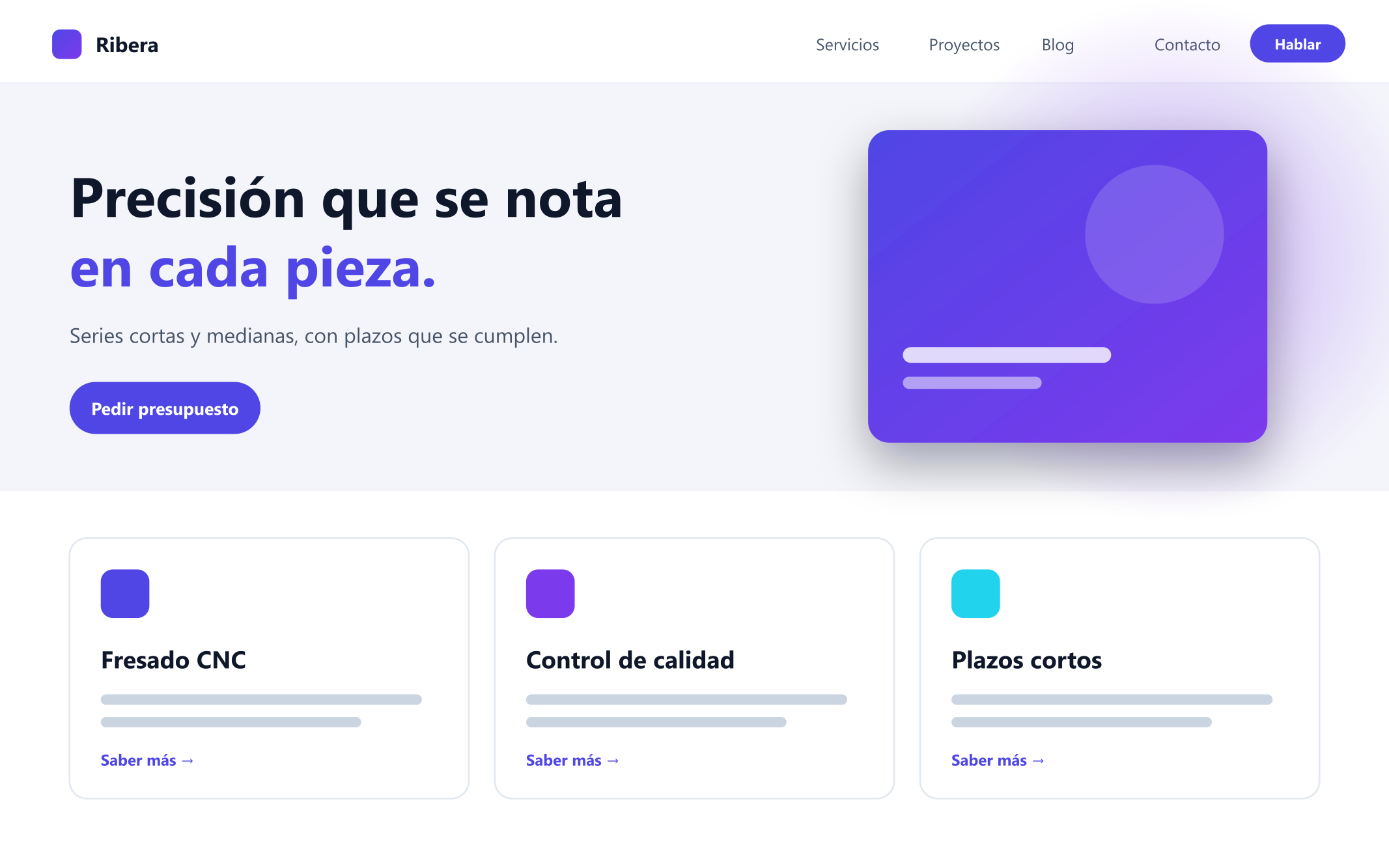La misma empresa con una web moderna hecha con Fundament